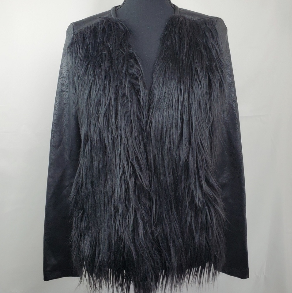 NWT Libby Edelman Faux Fur & Faux Leather Jacket